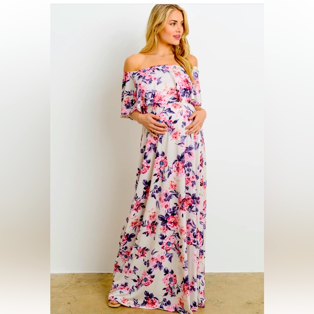 Hello Miz maternity stretchy flowy dress floral